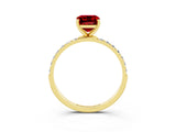 Yellow gold Emerald Cut Diamond Pavé Band with Six-Prong Setting_3