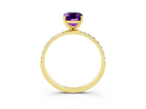 Yellow gold Emerald Cut Diamond Pavé Band with Six-Prong Setting_3