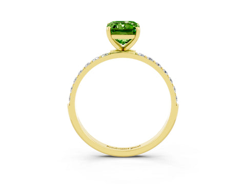 Yellow gold Emerald Cut Diamond Pavé Band with Six-Prong Setting_3