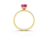 Yellow gold Emerald Cut Diamond Pavé Band with Six-Prong Setting_3