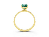 Yellow gold Emerald Cut Diamond Pavé Band with Six-Prong Setting_3