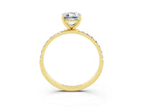 Yellow gold Emerald Cut Diamond Pavé Band with Six-Prong Setting_3