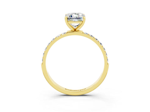Yellow gold Emerald Cut Diamond Pavé Band with Six-Prong Setting_3