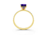 Yellow gold Emerald Cut Diamond Pavé Band with Six-Prong Setting_3