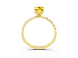 Yellow gold Emerald Cut Diamond Pavé Band with Six-Prong Setting_3
