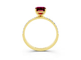Yellow gold Emerald Cut Diamond Pavé Band with Six-Prong Setting_3
