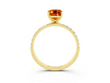 Yellow gold Emerald Cut Diamond Pavé Band with Six-Prong Setting_3