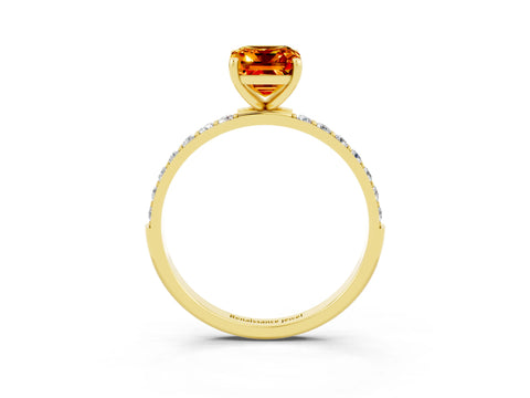 Yellow gold Emerald Cut Diamond Pavé Band with Six-Prong Setting_3