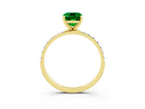 Yellow gold Emerald Cut Diamond Pavé Band with Six-Prong Setting_3