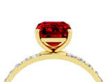 Yellow gold Emerald Cut Diamond Pavé Band with Six-Prong Setting_4