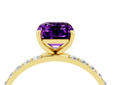 Yellow gold Emerald Cut Diamond Pavé Band with Six-Prong Setting_4