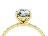 Yellow gold Emerald Cut Diamond Pavé Band with Six-Prong Setting_4