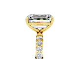 Yellow gold Emerald Cut Diamond Pavé Band with Six-Prong Setting_5