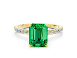 Yellow gold Emerald Cut Diamond Pavé Band with Six-Prong Setting