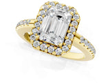 Yellow gold Emerald Cut Diamond Pavé Halo Ring with Four-Prong Setting_37