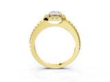 Yellow gold Emerald Cut Diamond Pavé Halo Ring with Four-Prong Setting_39