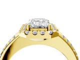 Yellow gold Emerald Cut Diamond Pavé Halo Ring with Four-Prong Setting_40