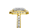 Yellow gold Emerald Cut Diamond Pavé Halo Ring with Four-Prong Setting_41