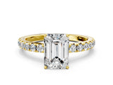 Yellow gold Emerald Cut Diamond Pavé Solitaire Engagement Ring with Four-Prong Setting_78