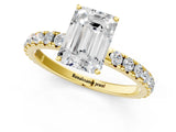 Yellow gold Emerald Cut Diamond Pavé Solitaire Engagement Ring with Four-Prong Setting_79