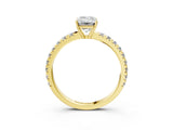 Yellow gold Emerald Cut Diamond Pavé Solitaire Engagement Ring with Four-Prong Setting_81