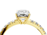 Yellow gold Emerald Cut Diamond Pavé Solitaire Engagement Ring with Four-Prong Setting_82