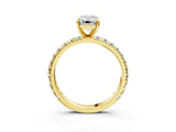 Yellow gold Emerald Cut Diamond Pavé Solitaire Ring with Round Band and Prong Setting_15