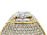 Yellow gold Emerald Cut Diamond Pavé Statement Mens Ring with Baguette Accents_16