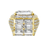 Yellow gold Emerald Cut Diamond Pavé Statement Mens Ring with Baguette Accents_17
