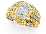 Yellow gold Emerald Cut Diamond Pave Art Deco Split Shank Ring with Four-Prong Setting_10