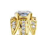 Yellow gold Emerald Cut Diamond Pave Art Deco Split Shank Ring with Four-Prong Setting_14