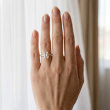 Yellow gold Emerald Cut Diamond Pave Band Solitaire Ring with Four-Prong Setting_139