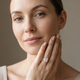 Yellow gold Emerald Cut Diamond Pave Band Solitaire Ring with Four-Prong Setting_140