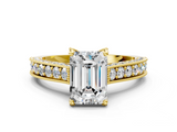 Yellow gold Emerald Cut Diamond Pave Band with Four-Prong Setting_20