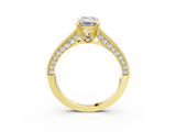 Yellow gold Emerald Cut Diamond Pave Band with Four-Prong Setting_23