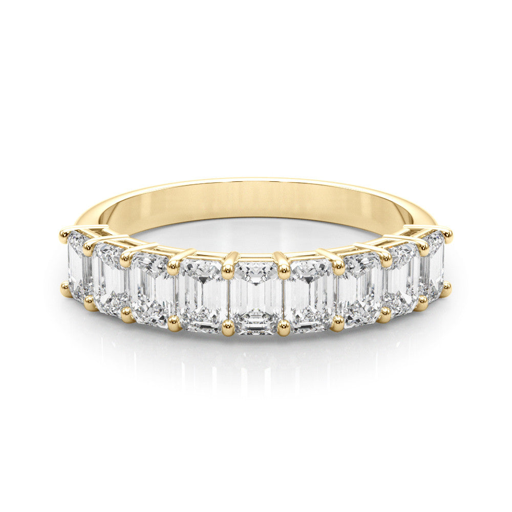 Yellow gold Emerald Cut Diamond Prong Set Eternity Band 1