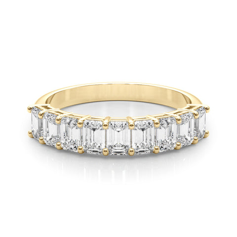Yellow gold Emerald Cut Diamond Prong Set Eternity Band 1