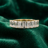 Yellow gold Emerald Cut Diamond Prong-Set Eternity Band_121