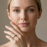 Yellow gold Emerald Cut Diamond Prong-Set Half Eternity Band_58