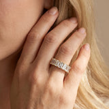 Yellow gold Emerald Cut Diamond Prong-Set Half Eternity Band_59