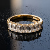 Yellow gold Emerald Cut Diamond Prong-Set Half Eternity Band_60