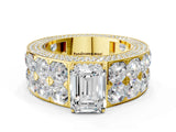 Yellow gold Emerald Cut Diamond Radiant Pavé Mens Ring