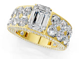 Yellow gold Emerald Cut Diamond Radiant Pavé Mens Ring_1