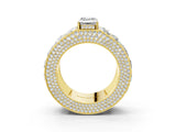 Yellow gold Emerald Cut Diamond Radiant Pavé Mens Ring_3