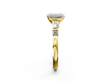 Yellow gold Emerald Cut Diamond Ring with Baguette Side Stones, Channel Set Band, and Four-Prong Setting_19