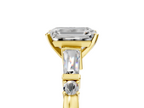 Yellow gold Emerald Cut Diamond Ring with Baguette Side Stones, Channel Set Band, and Four-Prong Setting_22