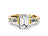 Yellow gold Emerald Cut Diamond Ring with Baguette Side Stones, Channel Set Band, and Four-Prong Setting_33