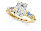 Yellow gold Emerald Cut Diamond Ring with Baguette Side Stones, Channel Set Band, and Four-Prong Setting_34