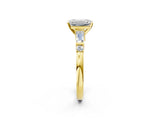 Yellow gold Emerald Cut Diamond Ring with Baguette Side Stones, Channel Set Band, and Four-Prong Setting_35
