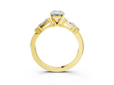 Yellow gold Emerald Cut Diamond Ring with Baguette Side Stones, Channel Set Band, and Four-Prong Setting_36